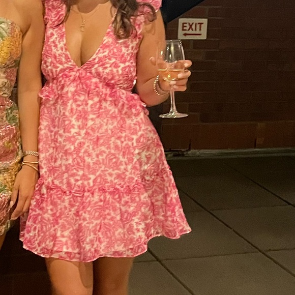 Floral Ruffle Trim Mini Dress - Picture 3 of 3